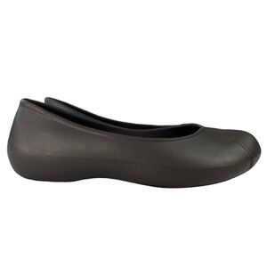 Crocs Olivia II Faux Fur Brown Ballet Flats Dual Comfort Womens Size 9